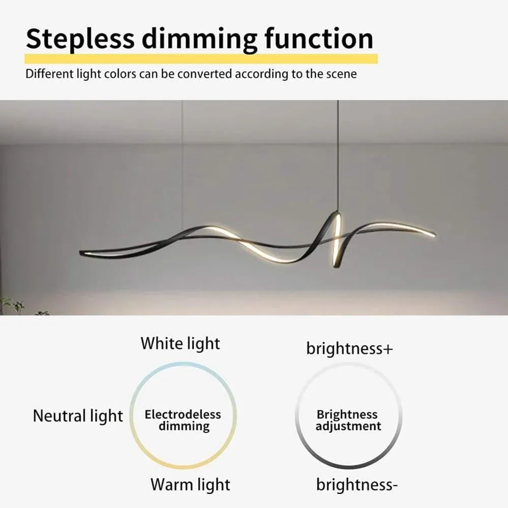 BAMDECOR A36 Modern LED Linear Chandeliers Pendant Lights with Dimmable LED and Adjustable Hanging Length 140cm -Black â image 6