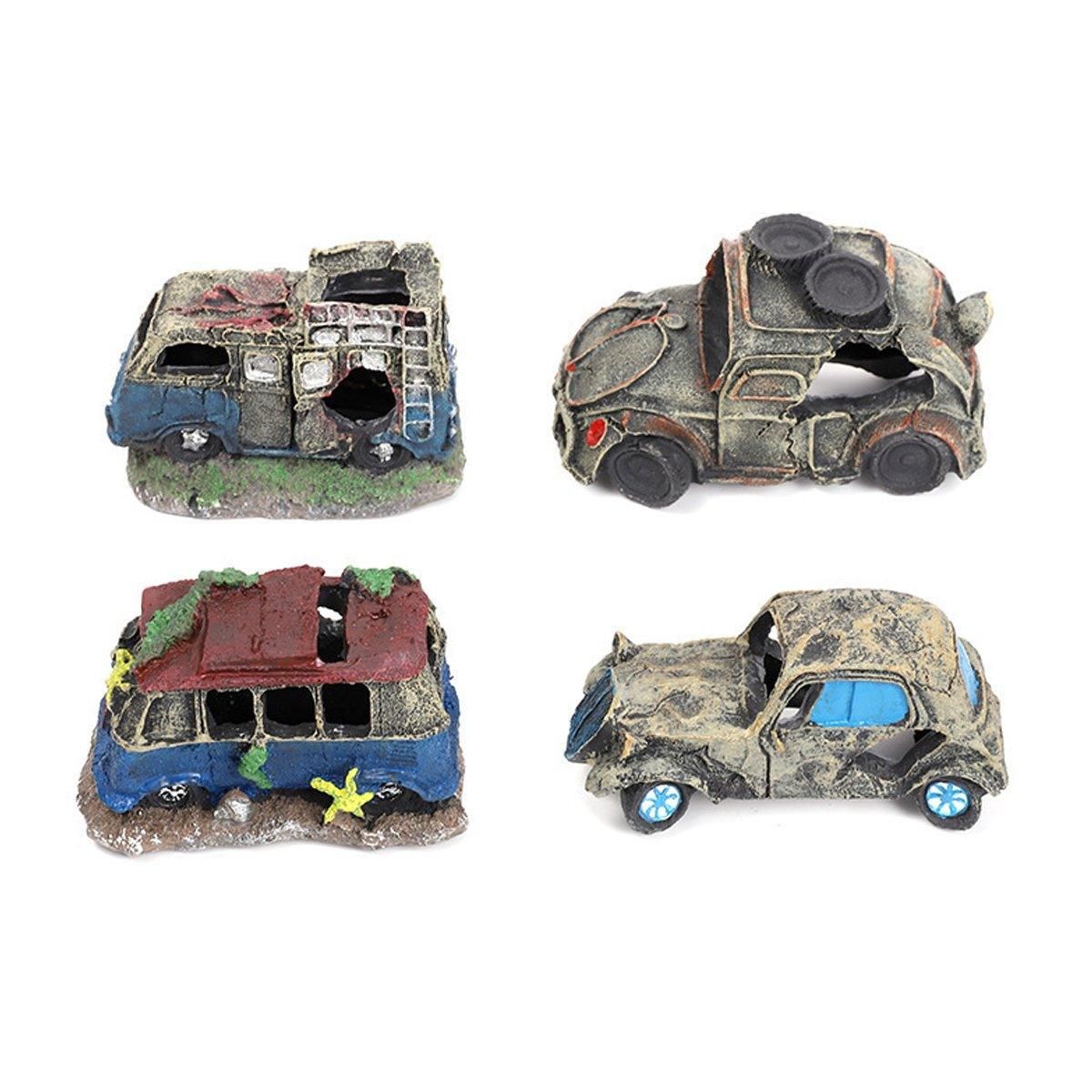 Creative Aquarium Decoration Resin Car Wreck Fish Shrimp Escape House Landscape - Old Sports Car — image 3