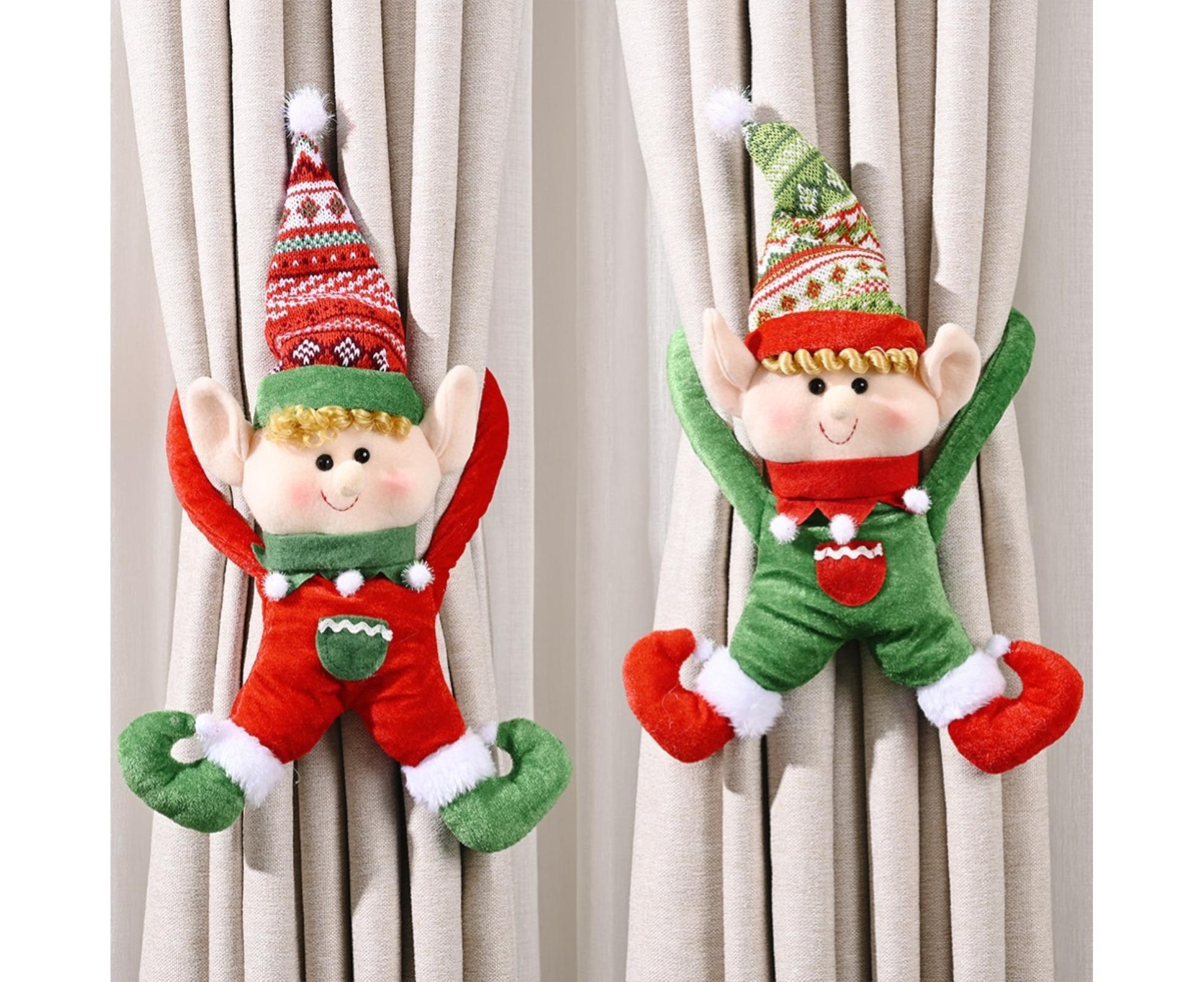 Cartoon Curtain Buckle Door Handle Pendant Holiday Decor Christmas Ornament Gift-Red — image 2