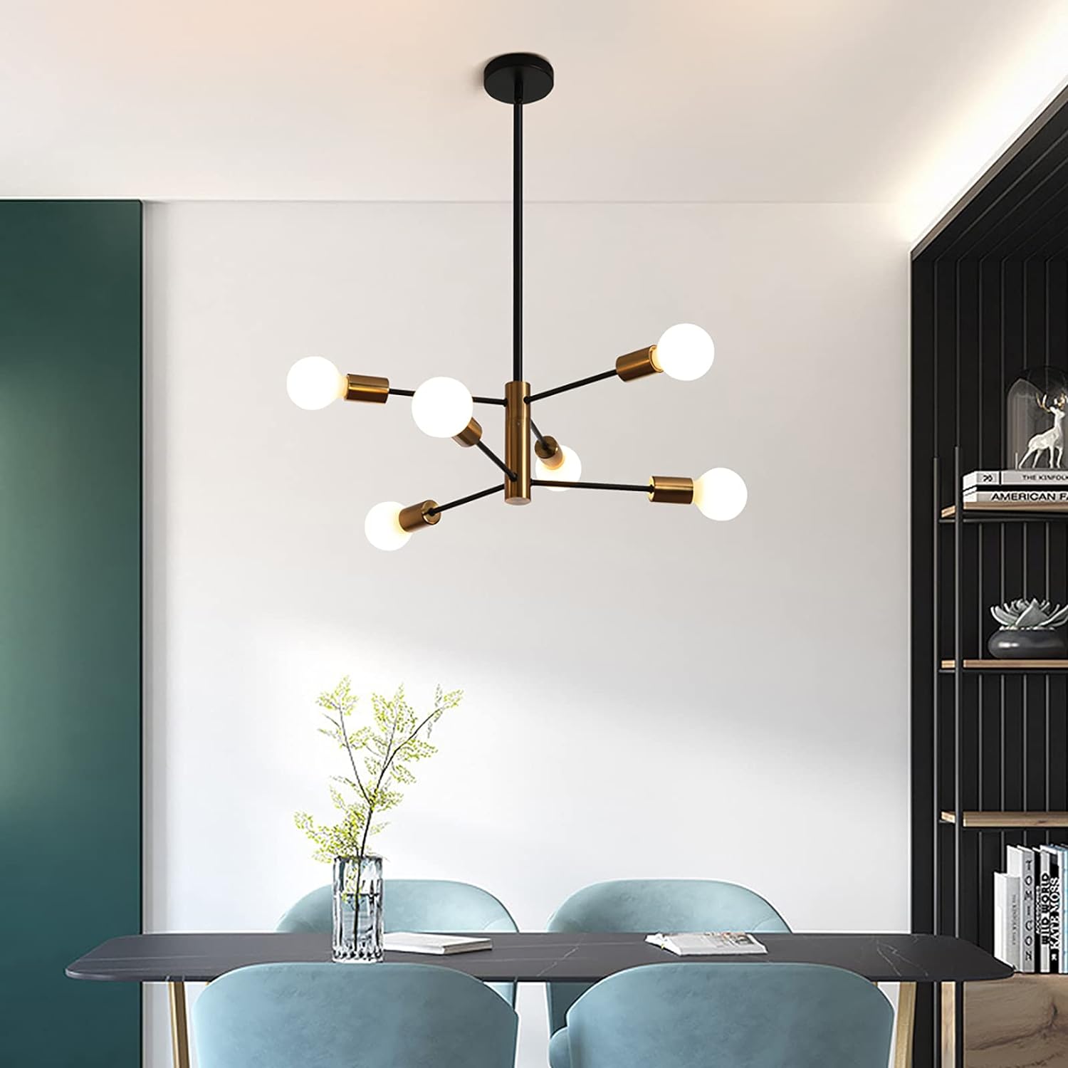 Sputnik Chandelier Modern Industrial, 6-Light, Black & Gold โ image 2