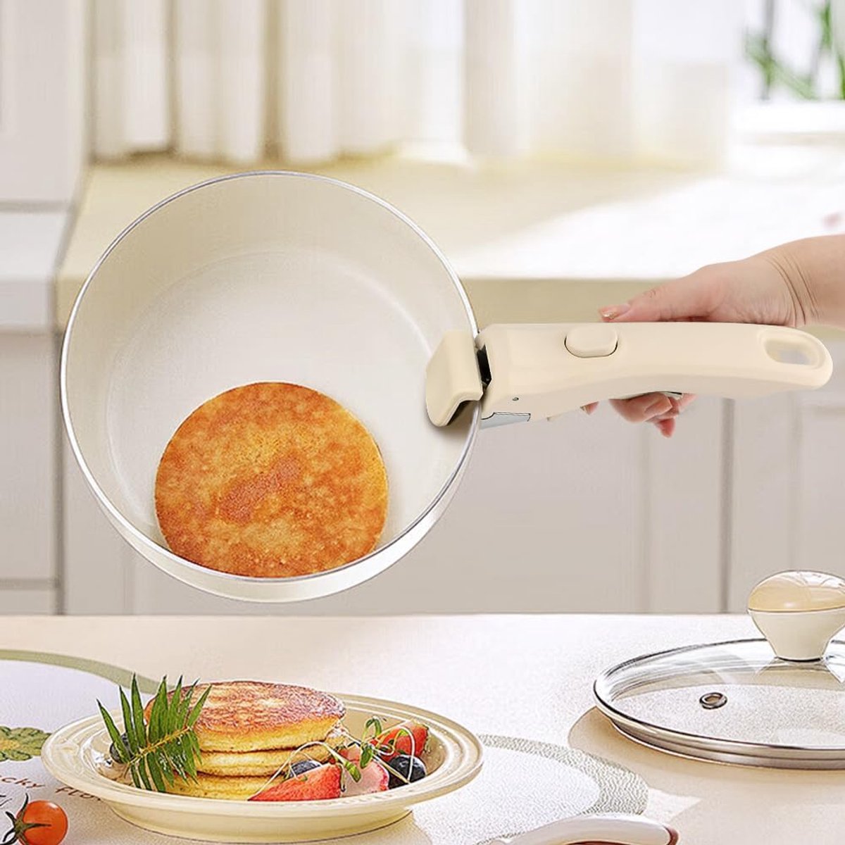 Detachable pan handle, detachable replacement handle for pots and pans, universal cream white pan handles, suitable for all cookware, heat-resistant and — image 5