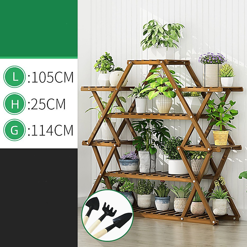Bamboo Multilayer Flower Plant Bonsai Rack Shelf Stand Porch Lawn Patio โ image 4