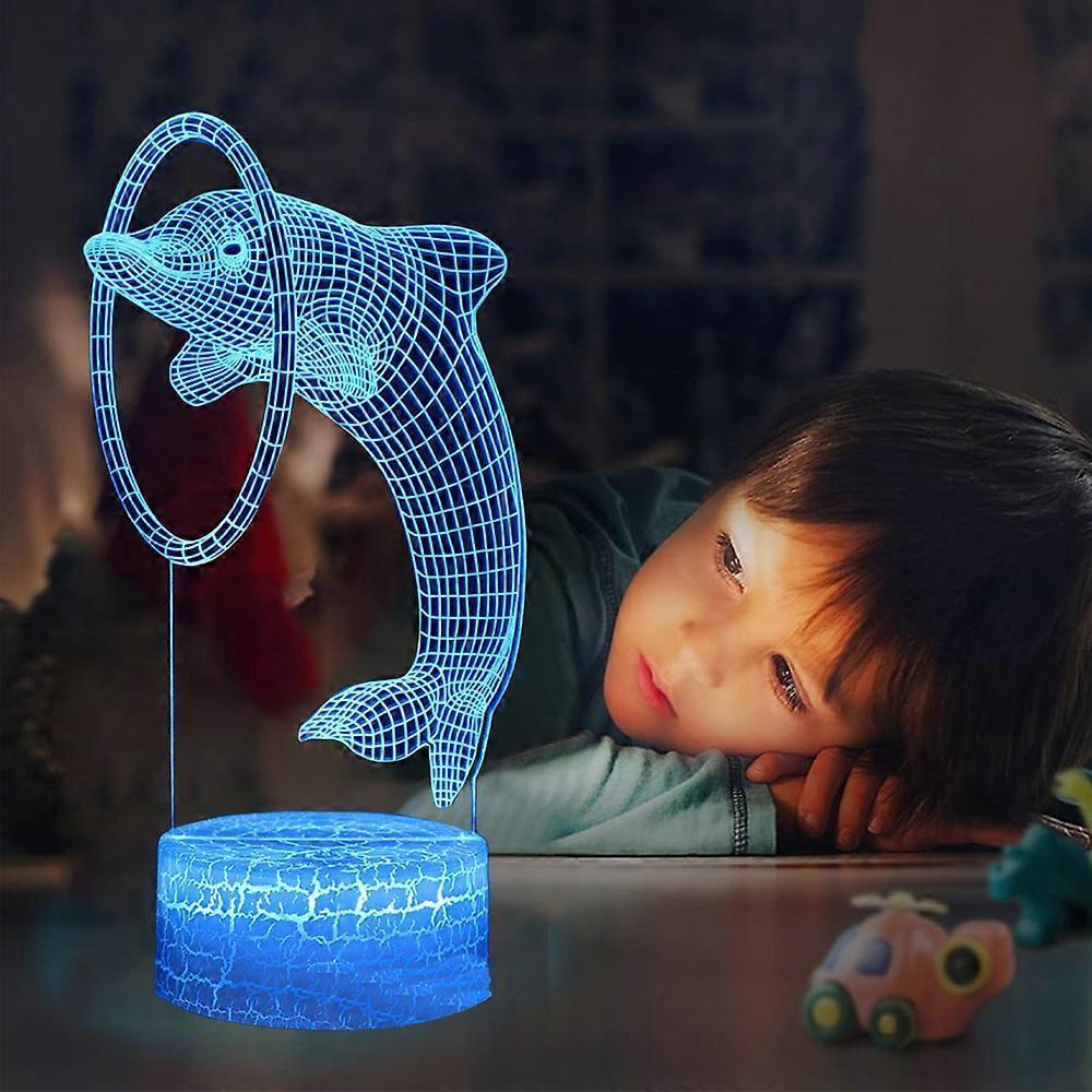 Dolphin series 3D night light remote controlled table lamp with LED color transition — image 3