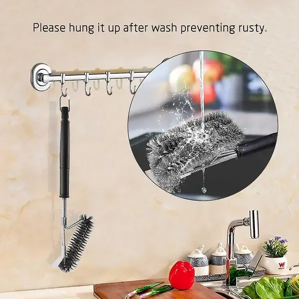 Grill Cleaning Brush with Scraper, Stainless Steel Bristle BBQ Cleaner for Gas and Charcoal Grills, Black, 46 cm — image 4