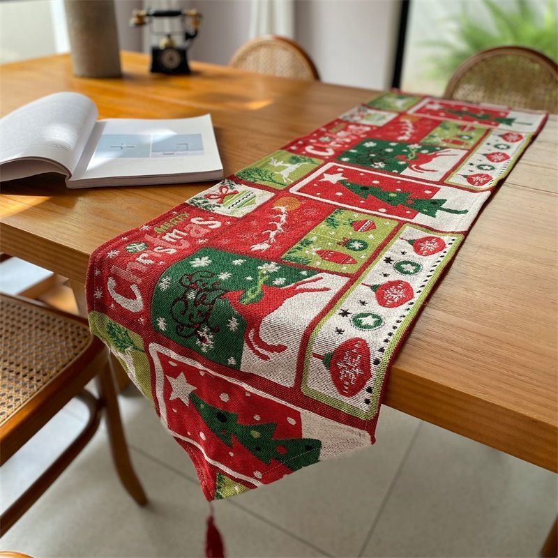 Christmas Party Table Runner, Long Tabletop Decor Linen, Elegant Cabinet Decor Towel, 33*240cm, Pattern 02 ā image 5