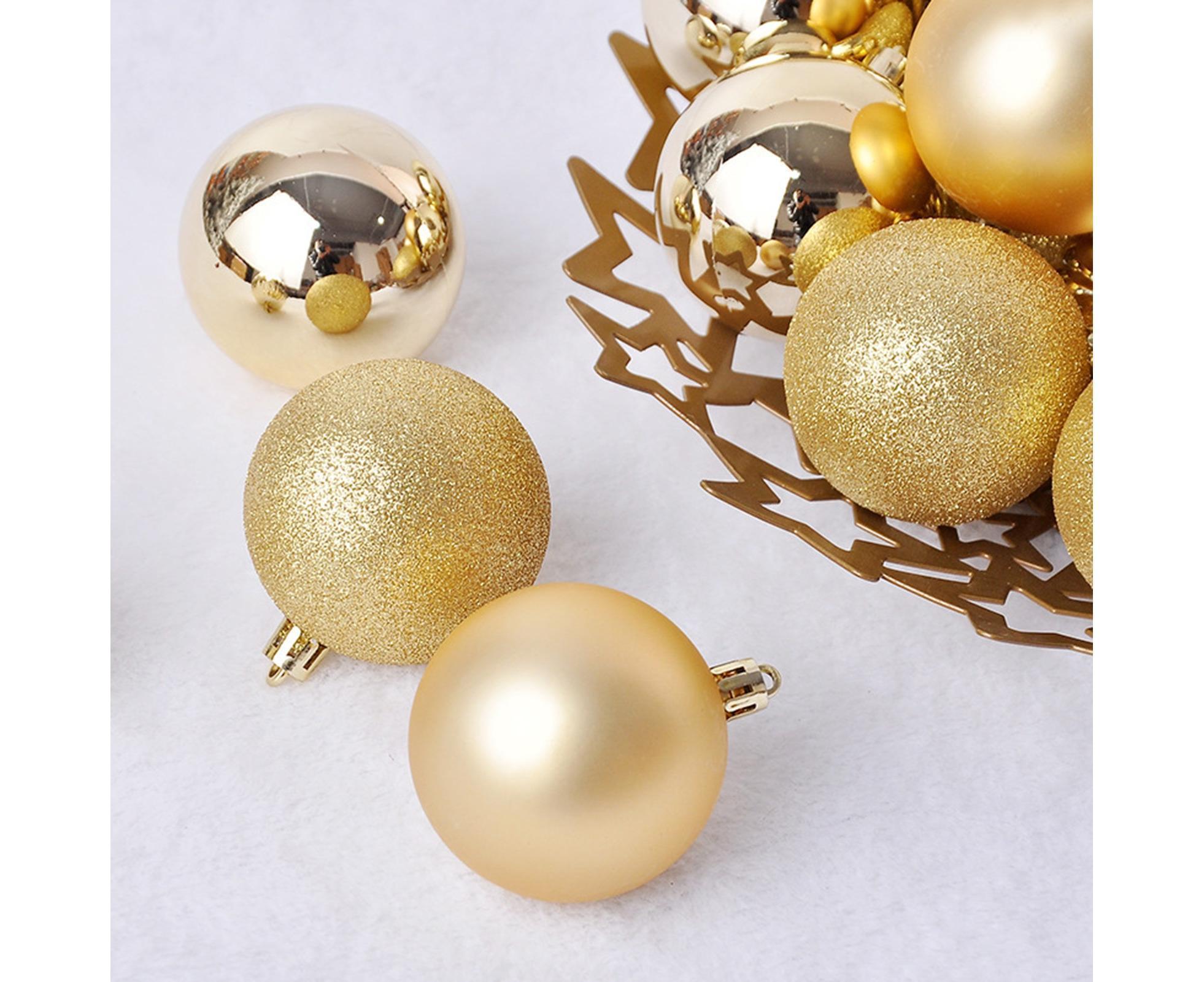 24Pcs Xmas Balls Glitter-Golden 4cm โ image 4