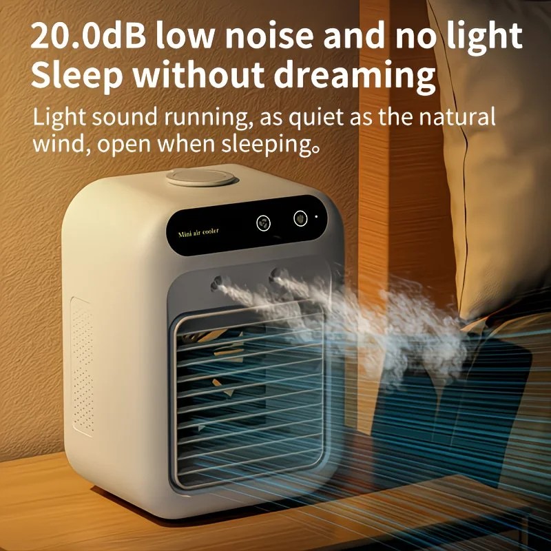 USB rechargeable mini air conditioning fan, supports USB/wireless charging. Features 3-speed wind, cooling, and humidification levels. Powered by a lithium — image 5
