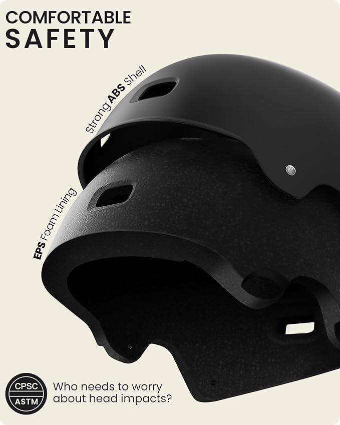 OutdoorMaster Skateboard Cycling Helmet - Two Removable Liners Ventilation Multi-Sport Scooter Roller Skate Inline Skating Rollerblading for โ image 2