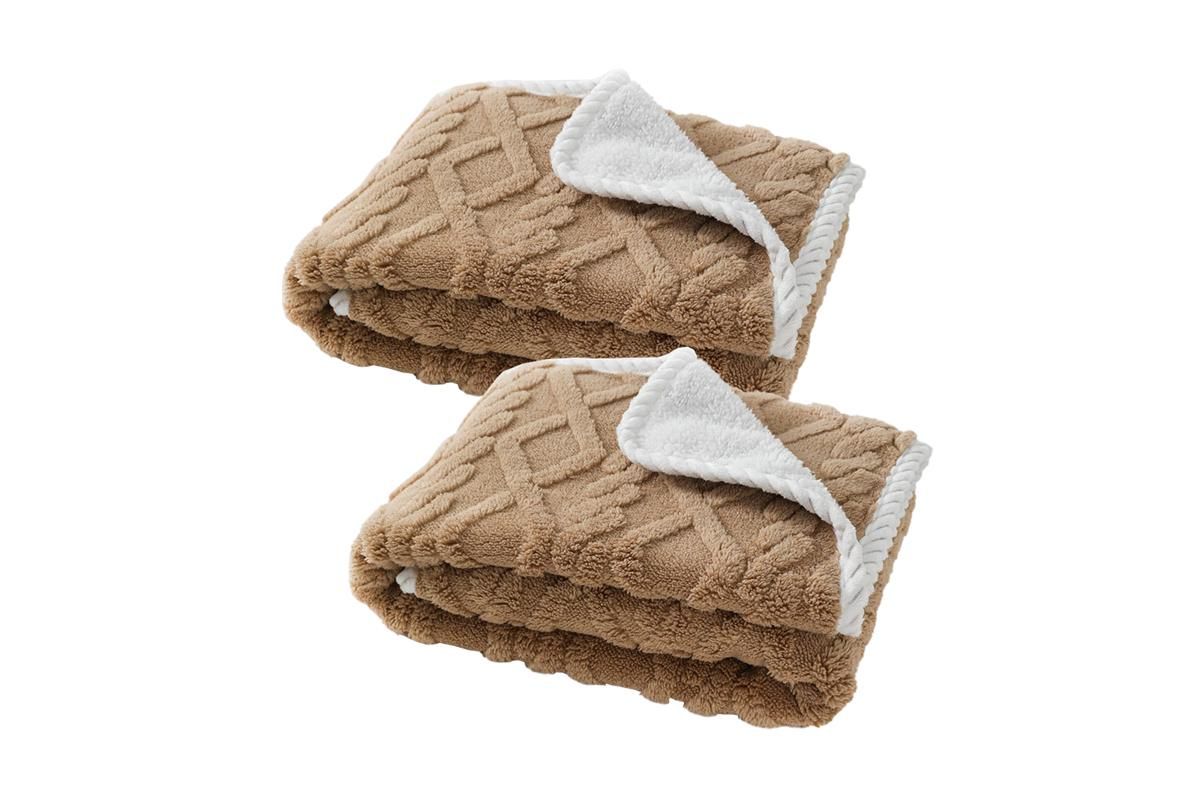2pcs Pet Blanket for Couch Protection Water Resistance Cats Dogs Blanket for Furniture Protector-Khaki S โ image 2