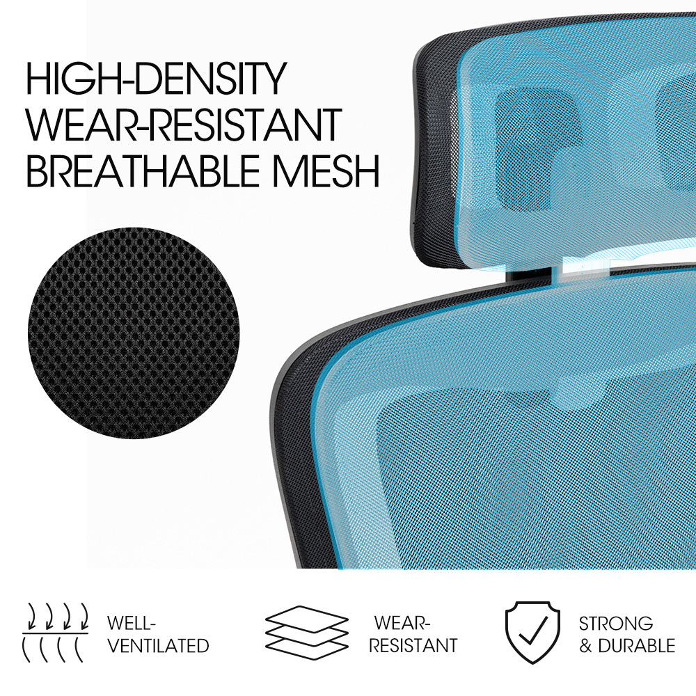 FORTIA Ergonomic Office Desk Chair, Lumbar Support, Mesh Fabric, Adjustable Headrest, Retractable Armrests, Black — image 4