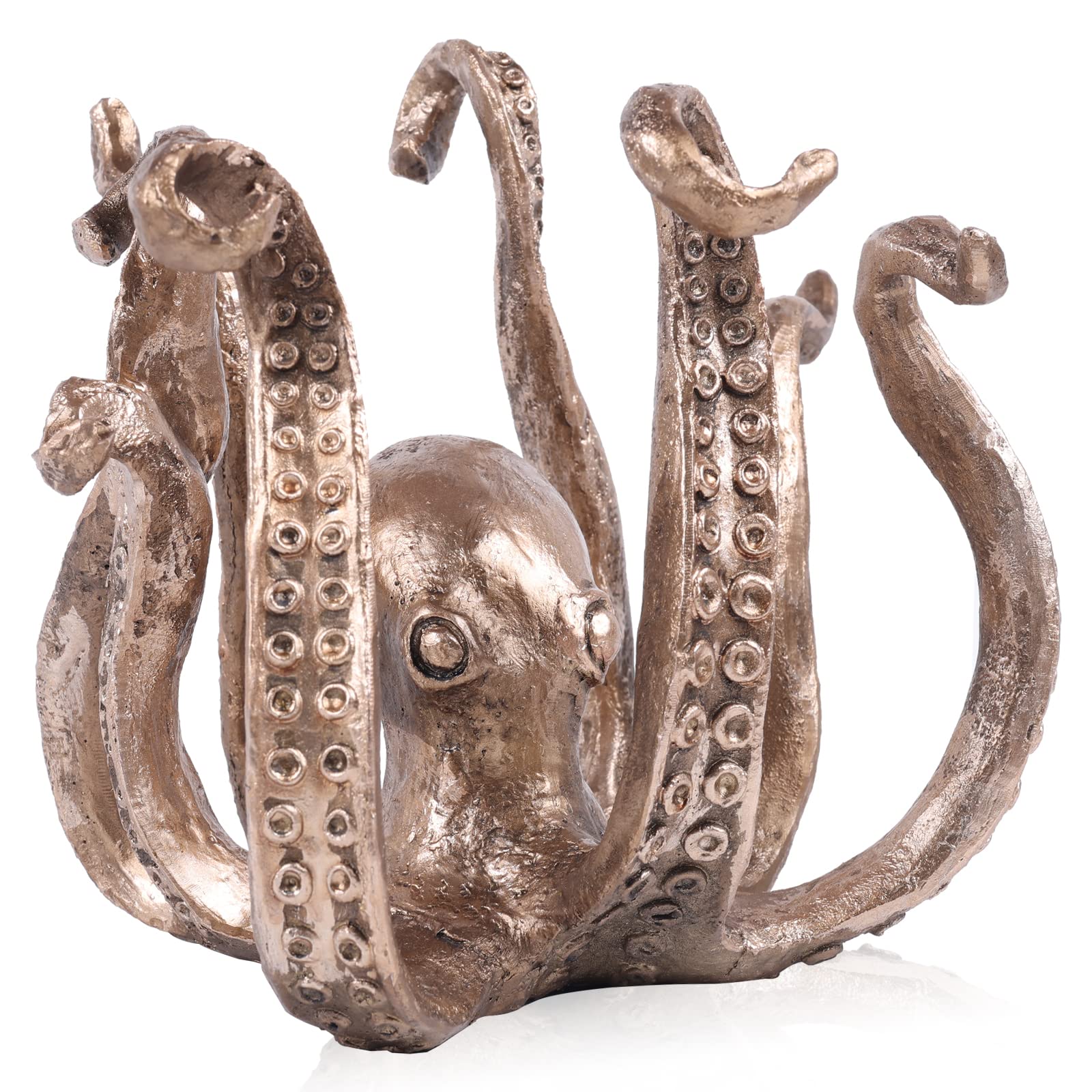 Multi-Functional Octopus Sculpture – Decorative Resin Cup Holder & Jewelry Organizer, Unique Home Accent for Living Room, Office, or Desk (Bronze)
