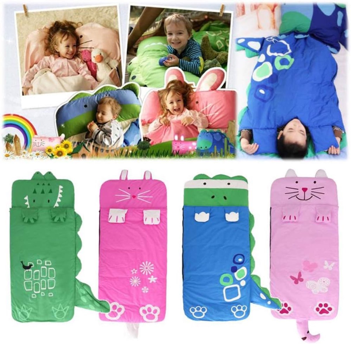Children's Sleeping Bag 160x60cm – Cartoons, soft warm, blue — image 3