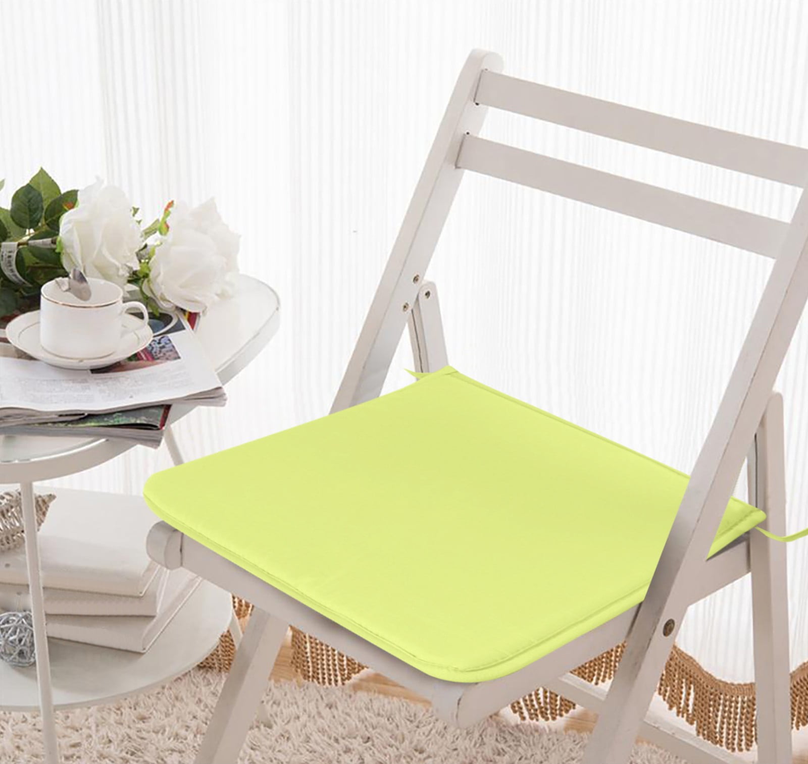Cushion, Dining Chair Cushion, Square Strap Garden Chair Pads Seat Cushion for Outdoor Bistros Stool Patio Dining Room Yellow — image 5