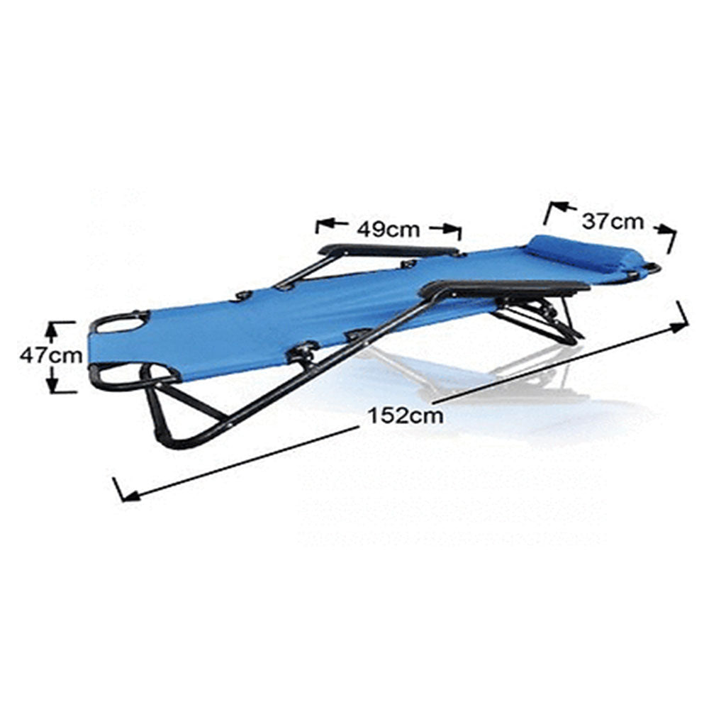 Reclining Sun Beach Deck Lounge Chair Outdoor Folding Camping Fishing Arm Rest - blue — image 3