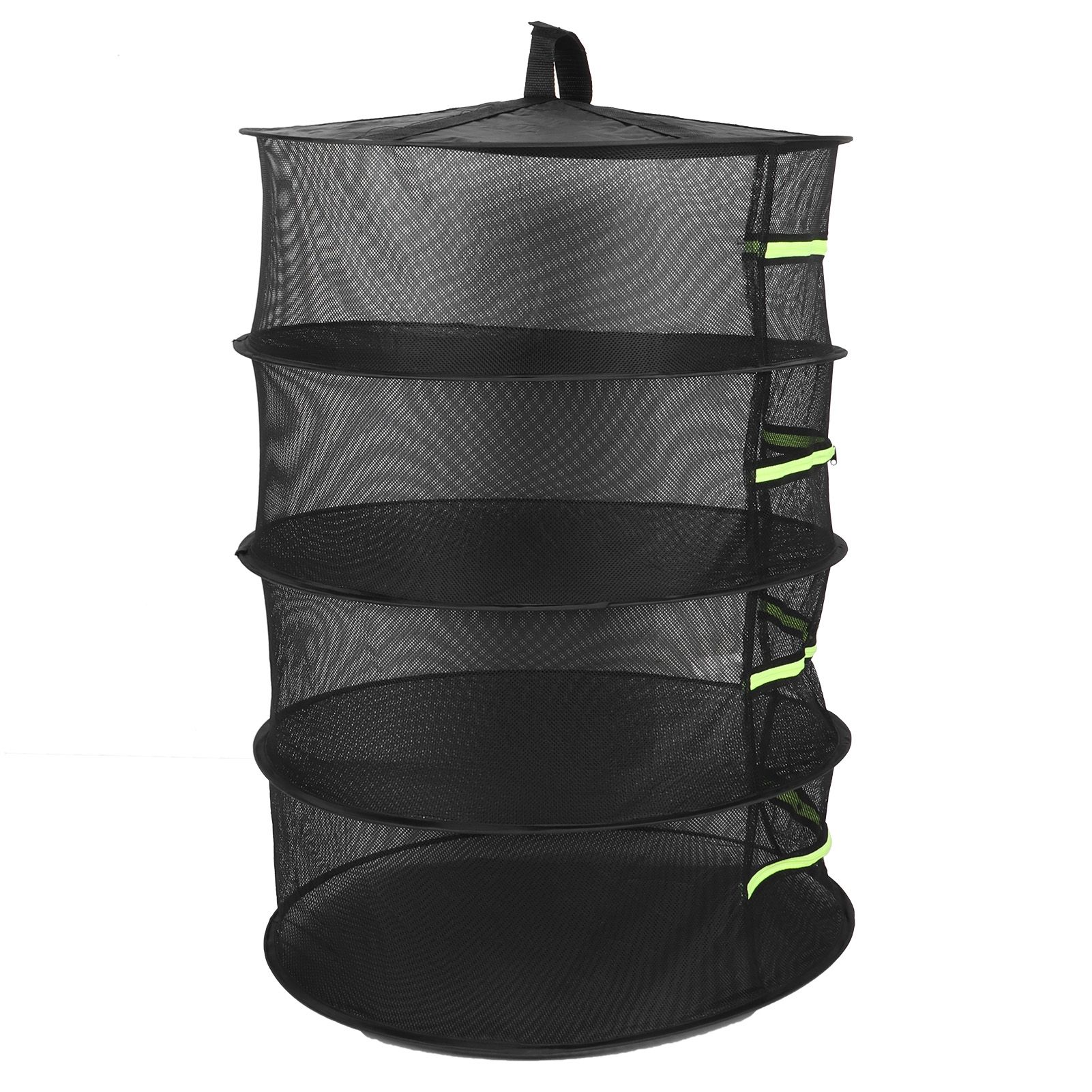 4-Layer Herb Drying Rack with Zippers Foldable Hanging Medicine Dry Mesh Net Black 60cm — image 3