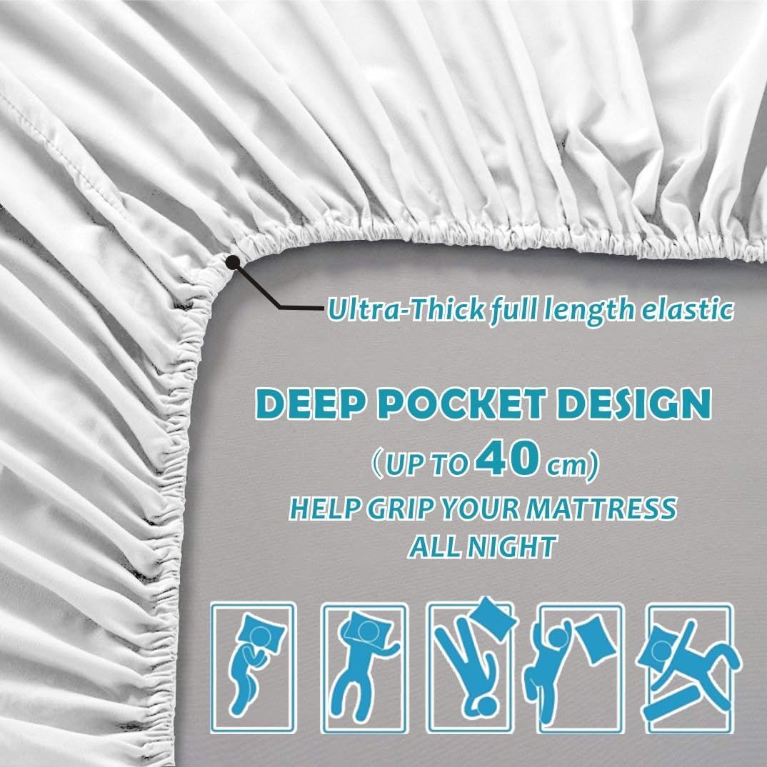 Hotel Quality Fitted Sheet - 1 Piece Fitted Sheet -Breathable Bedding - Wrinkle, Fade, Stain Resistant- 16inch/40cm Deep Pocket Fitted Bed Sheet-Wrinkle and — image 3