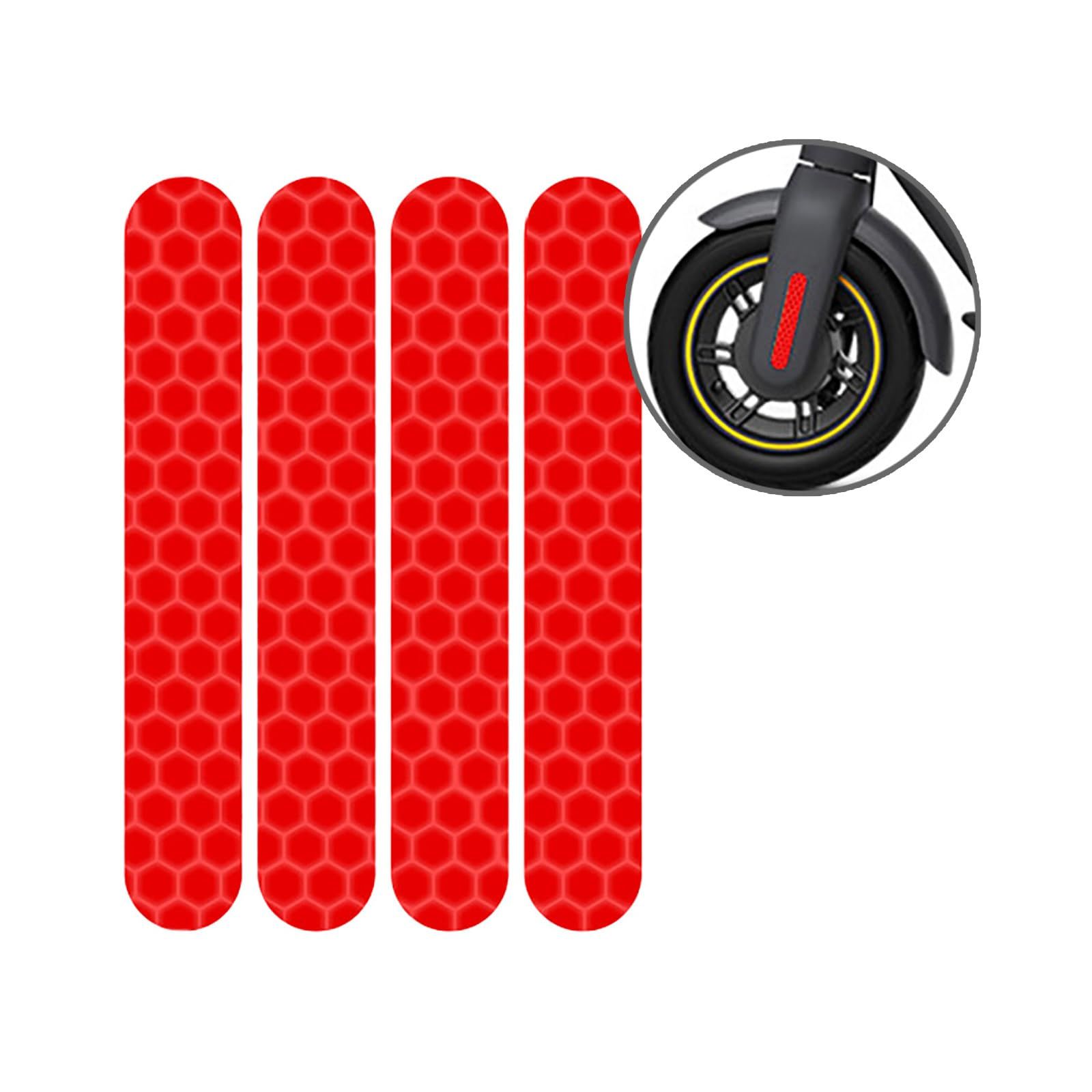4ps rear wheel cover reflective sticker compatible with electric scooter red sticker left/right accessory reflective sticker โ image 2