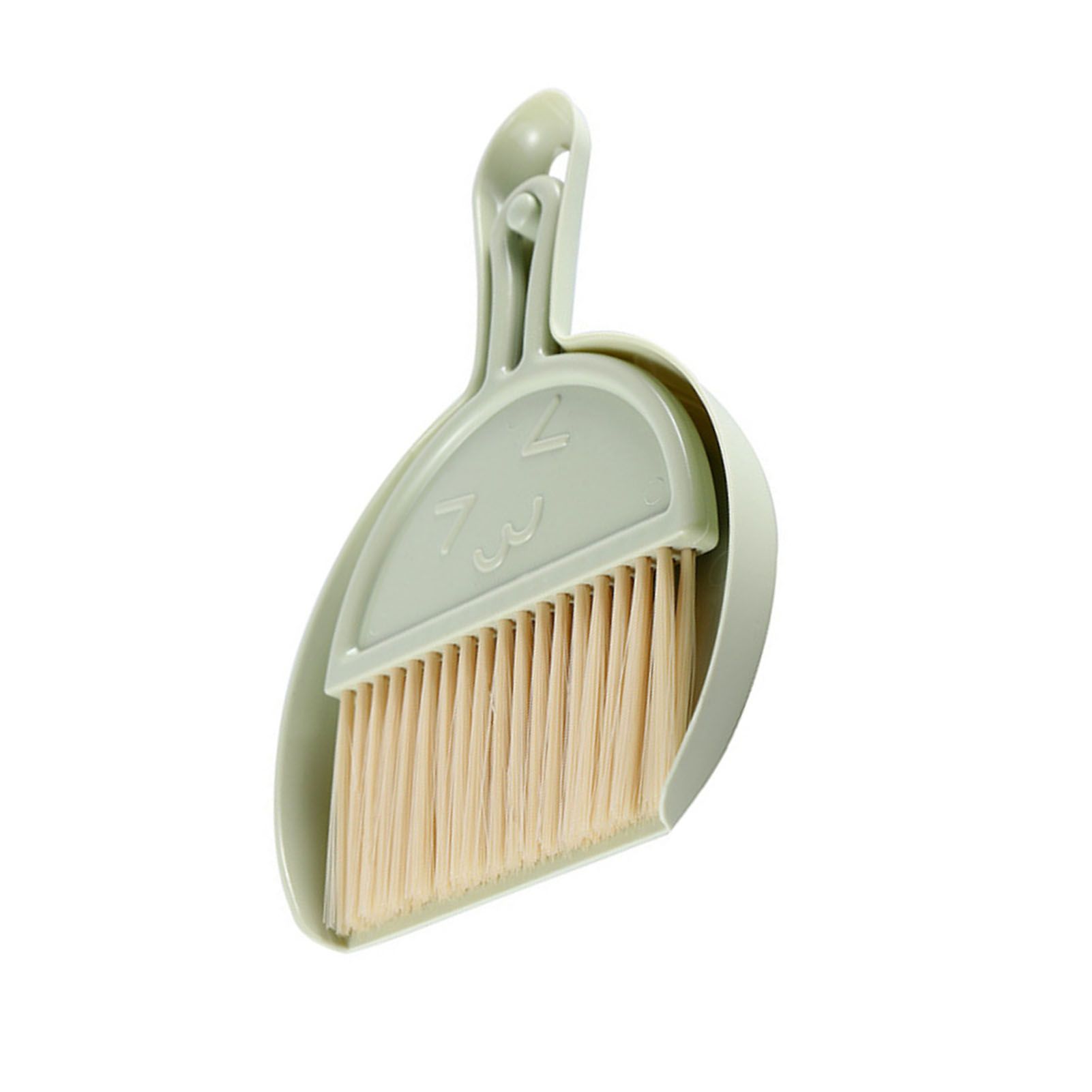 Mini Broom Dustpan Set Smile Face Plastic Handheld Efficient Cleaning Portable Tiny Brush Dustpan for Tabletop Office Green — image 2