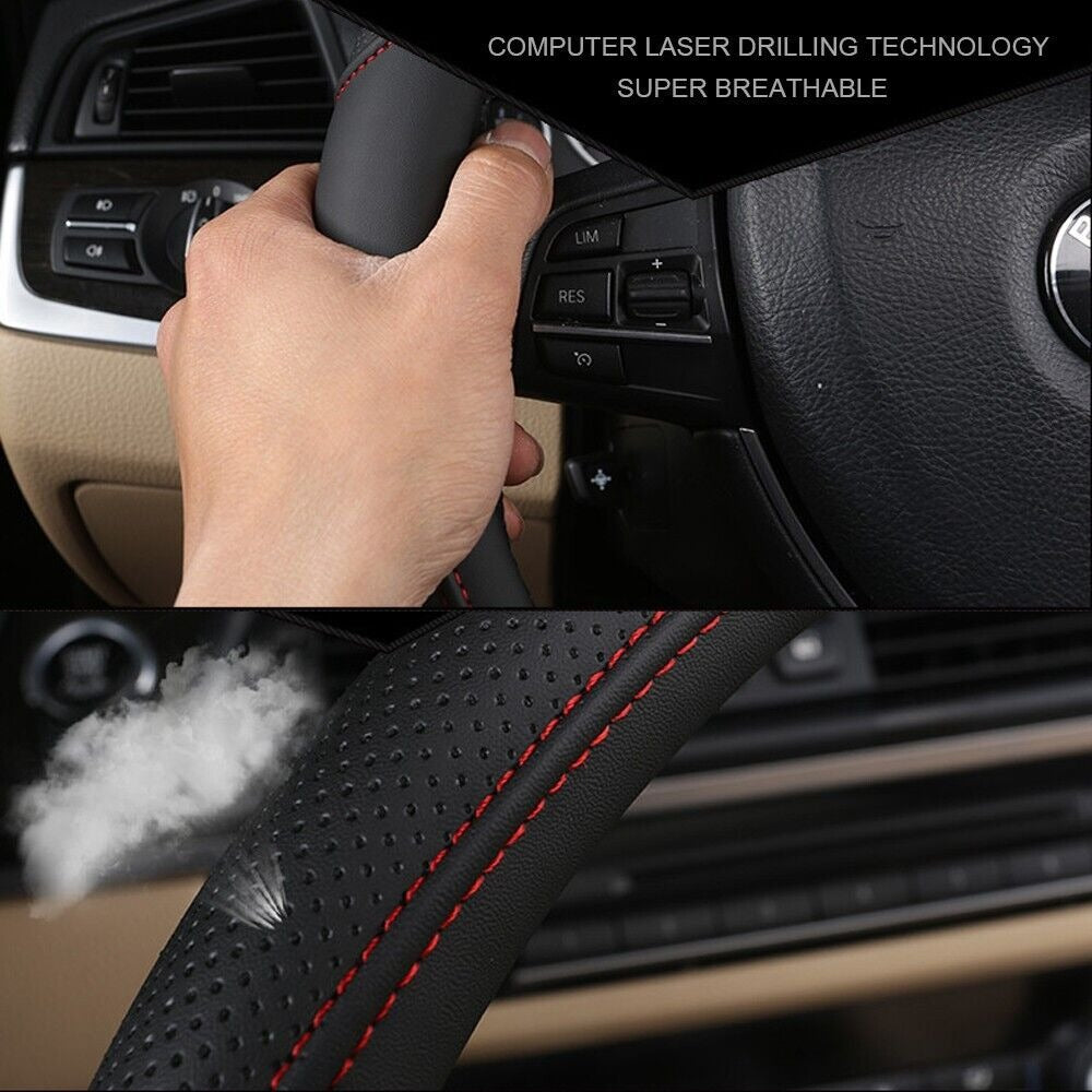 Universal Luxury Car 37-38cm Steering Wheel Cover PU Leather Non-slip Breathable (Brown) โ image 4