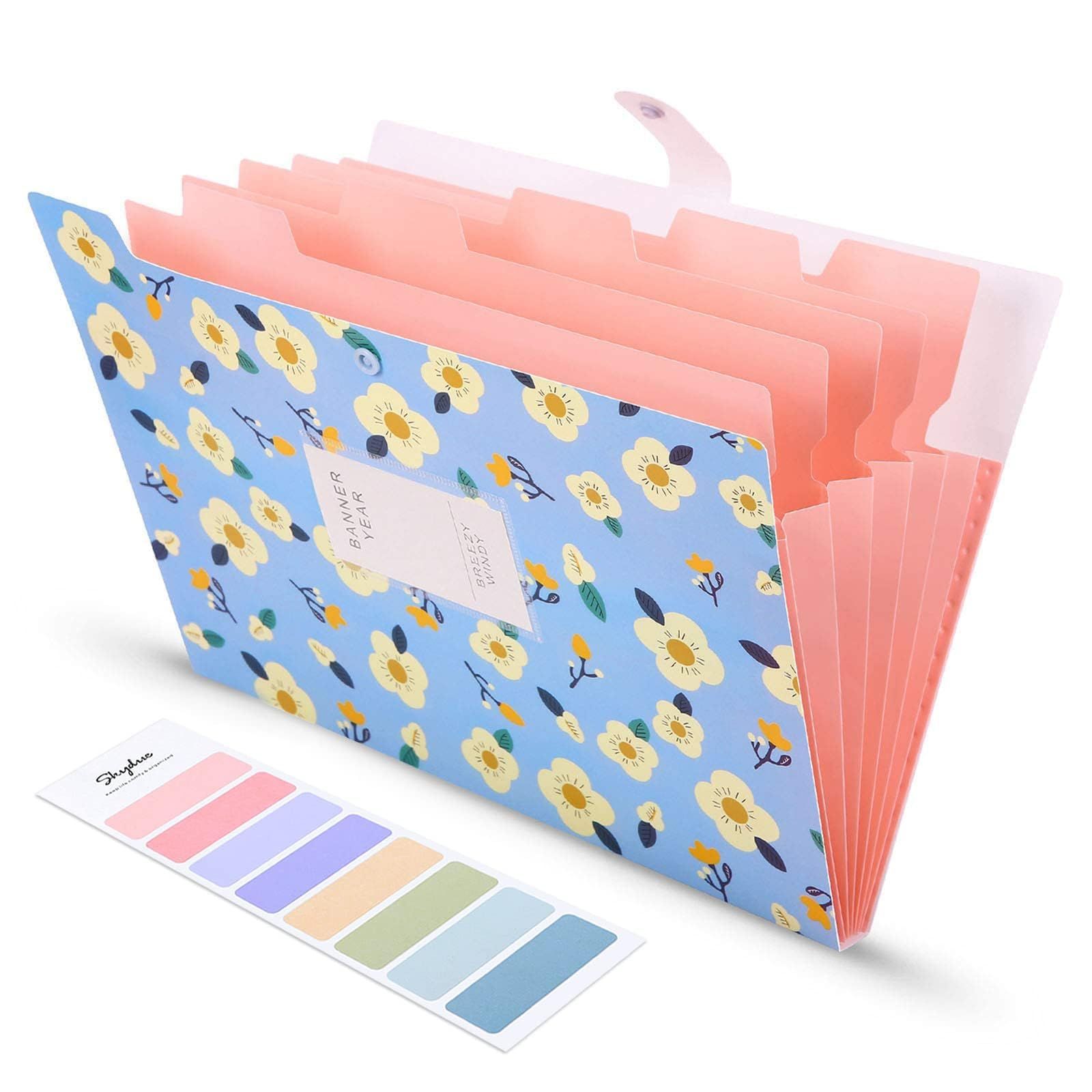 Expand folders with 8 tags, flower print accordion file folder manager, and exam paper organizing folder โ image 4
