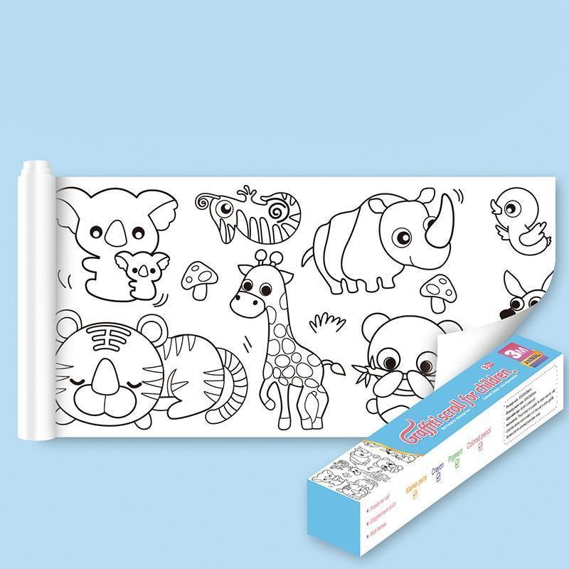 3M DIY Colouring Paper Roll with 12 Colour Pencils Cartoon Doodle Set - Transportation (With 12PCS Colored Pencils โ image 6