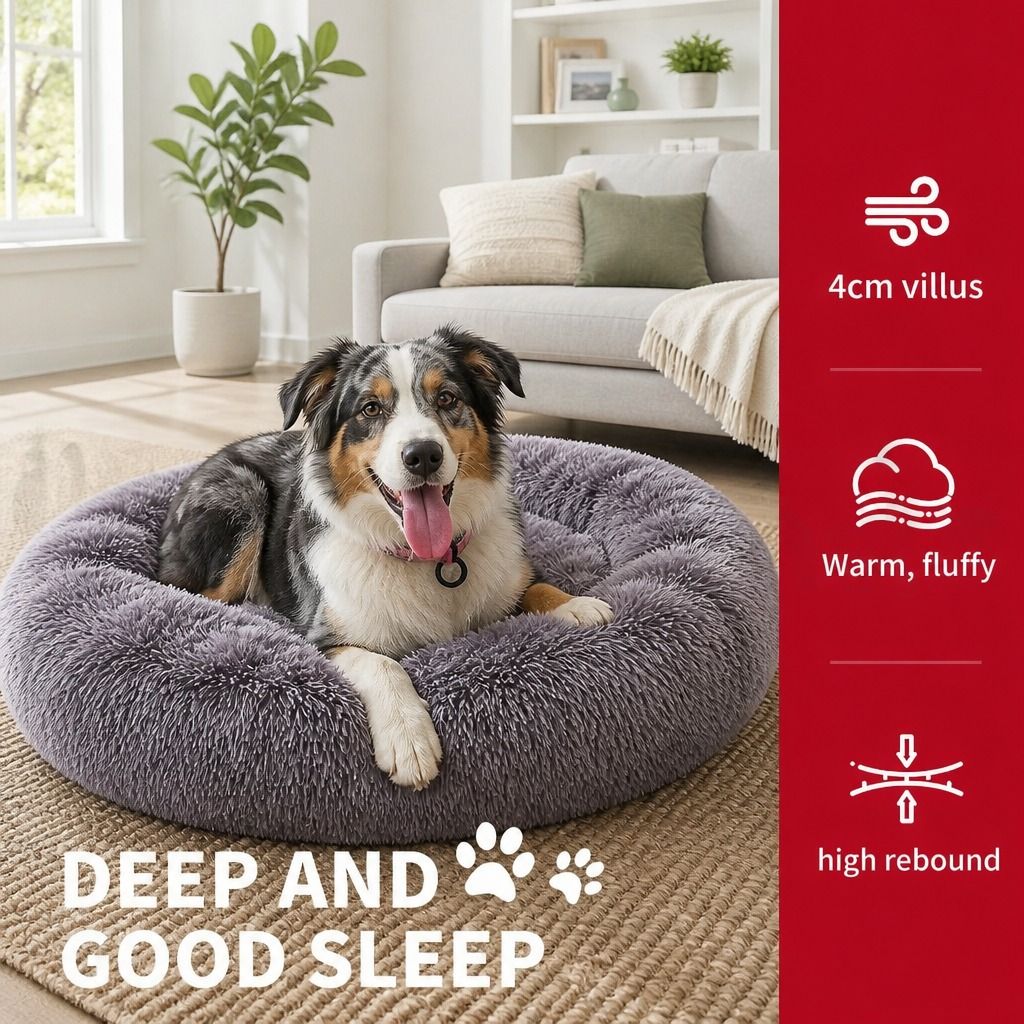 Pet Dog Cat Calming Bed Warm Soft Plush Sleeping Kennel Removable Washable 120cm — image 5