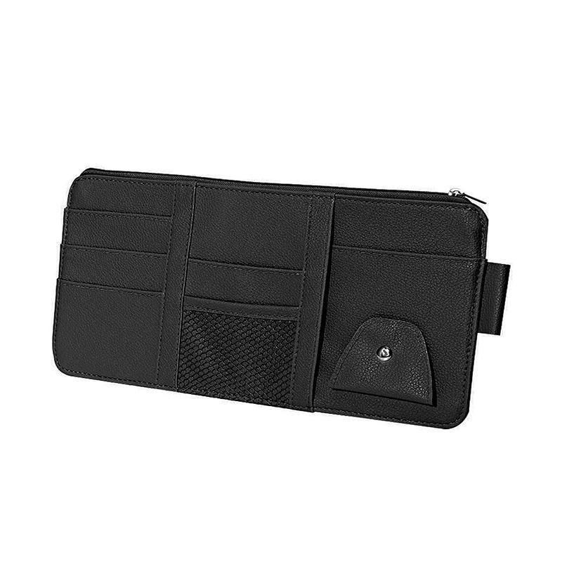 Car Sun Visor Organizer Pocket Card Storage Pouch Holder with Zipper Net Black — image 2