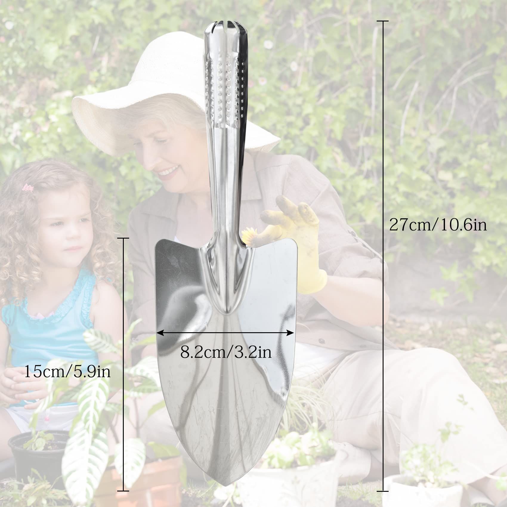 Garden Shovel Hand Trowel, Stainless Steel Gardening Hand Tools, Spade Shovel for Planting, Transplanting, Weeding, Digging — image 2