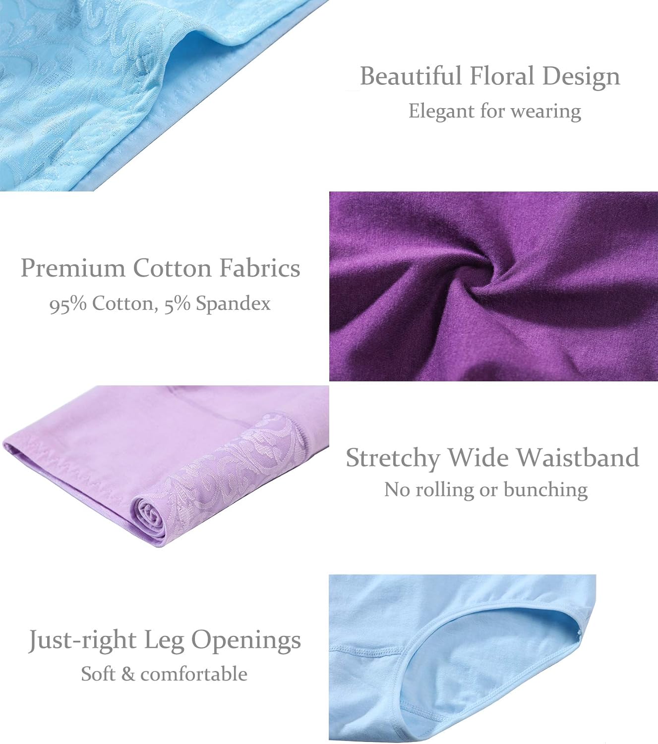 5-Pack Women's High Waist Tummy Control Panties Cotton Underwear No Muffin Top โ image 2