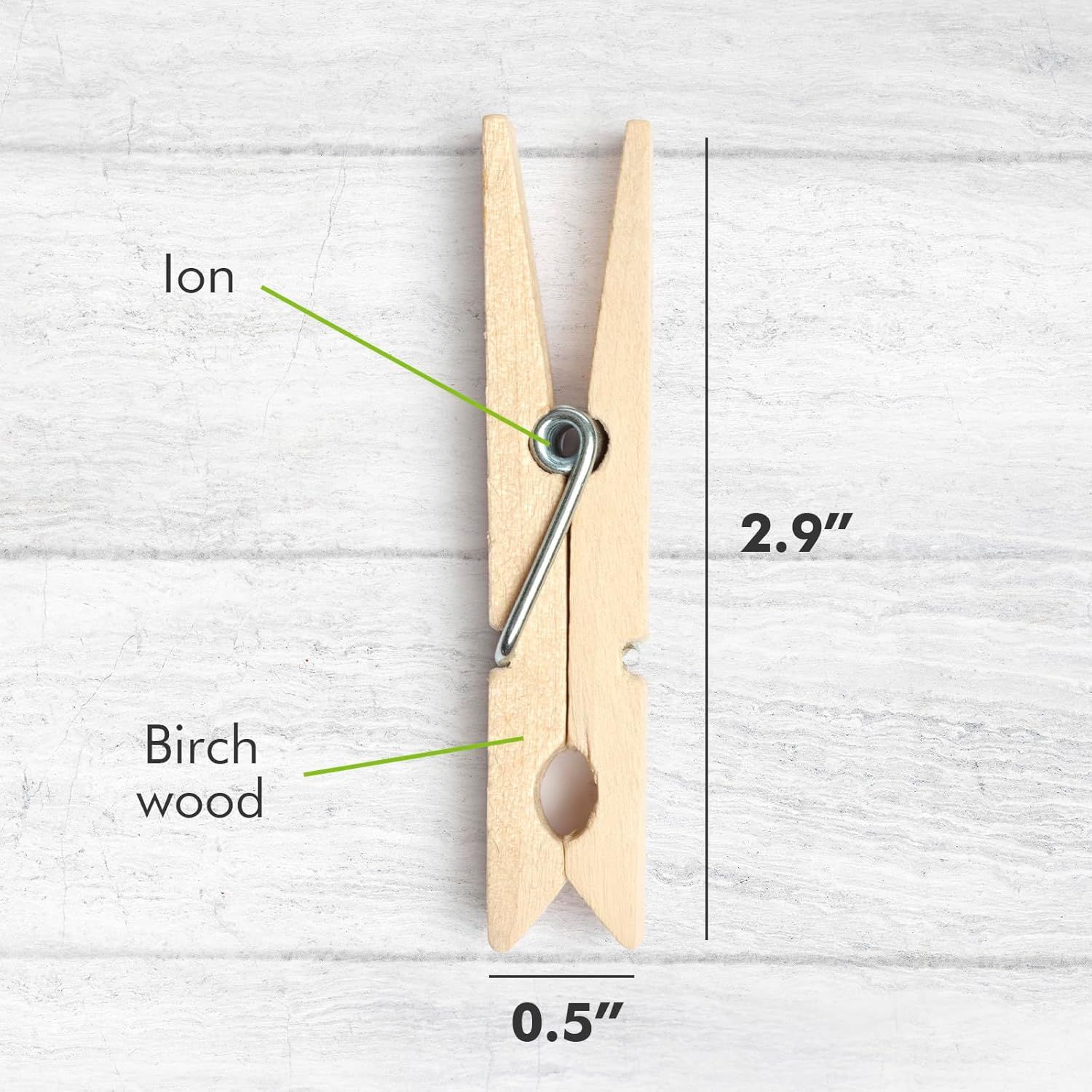Clothes Pins Wooden – 50 Pack Wooden Clothespins 2.9 Inch with Rust-Resistant Coil, Natural Wood Clips for Laundry, Hanging Clothes, Crafts & DIY — image 3