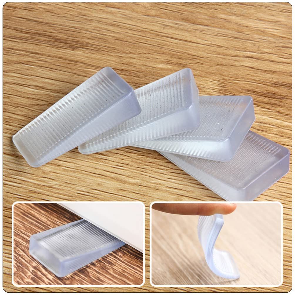 4pcs Furniture Mat Clear Plastic Table Cloth Door Jam Rubber Wedge Shims Plastic Tablecloth Door Wedge Table Leveler Cabinet — image 5
