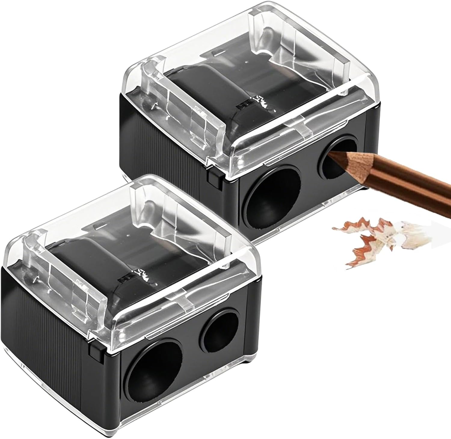 2-piece eyeliner pencil sharpener, makeup pencil sharpener with 2 holes, compact eyebrow pencil sharpener for different sizes of eyebrow pencils, eyeliner