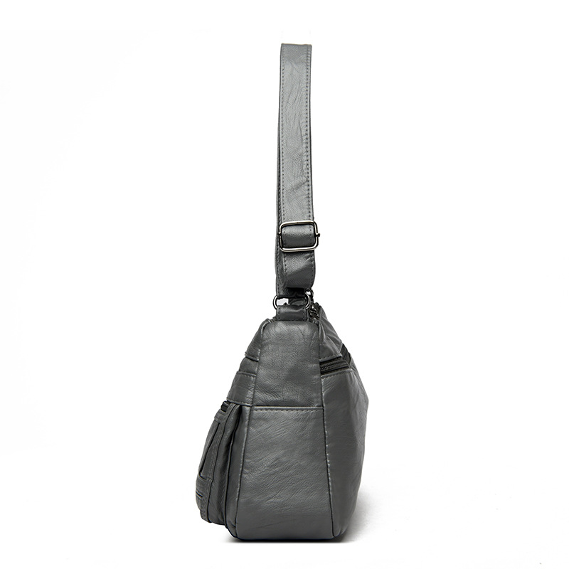 Black Women's Soft Washed PU Leather Crossbody Bag - Multi-Pocket Casual Shoulder Purse for Everyday Organization โ image 4