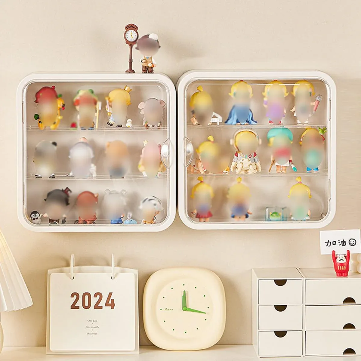 Wall Mounted Blind Box Display Cabinet Punch Free Dustproof Storage Organizer β image 4