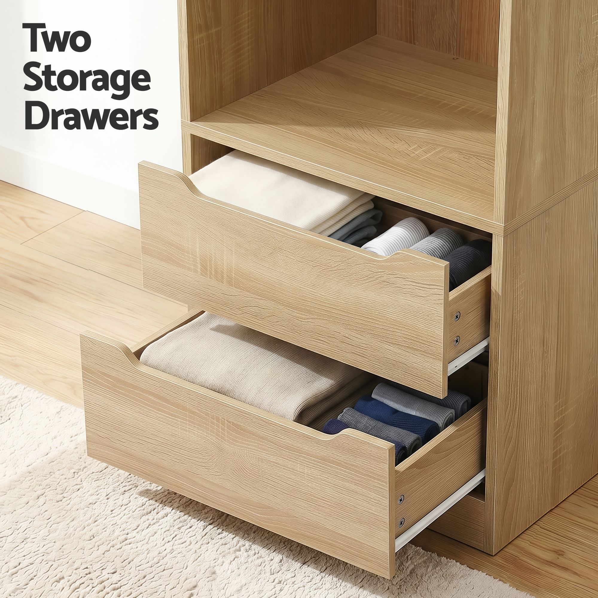 Artiss Wardrobe Clothes Closet Storage Organizer Pine — image 6