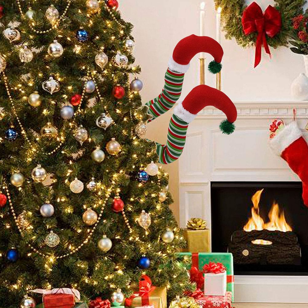 Christmas Santa Elf Legs Plush Stuffed Feet with Shoes Christmas Tree Decorative Ornament Christmas Decoration β image 3