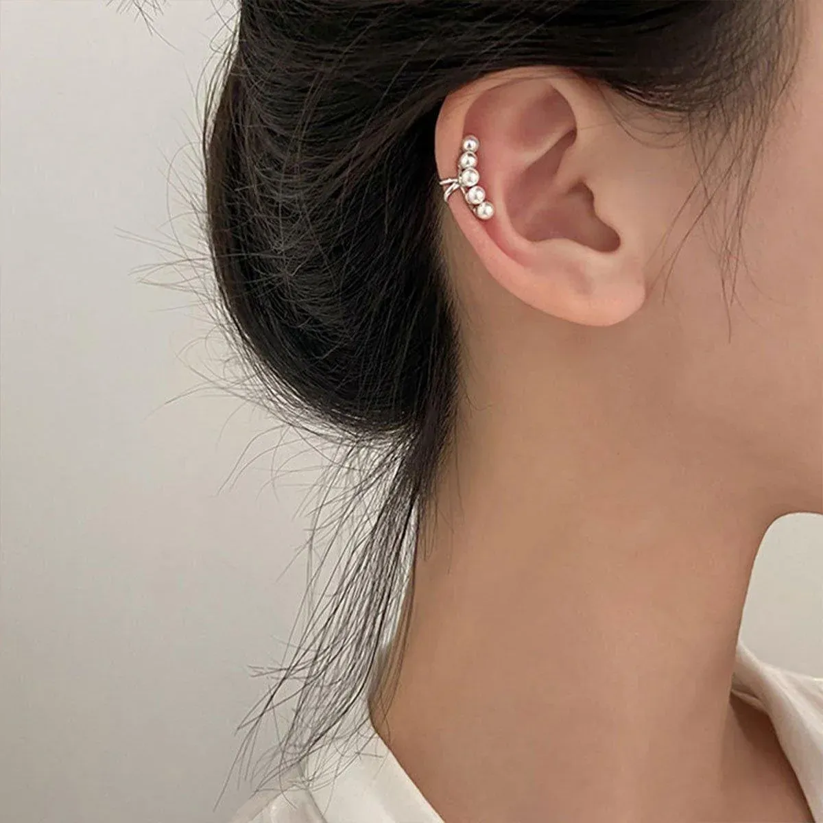 Pearl Ear Bone Clip Earrings No Piercing Needed Elegant Jewelry for Women Girls - Rose Gold — image 6
