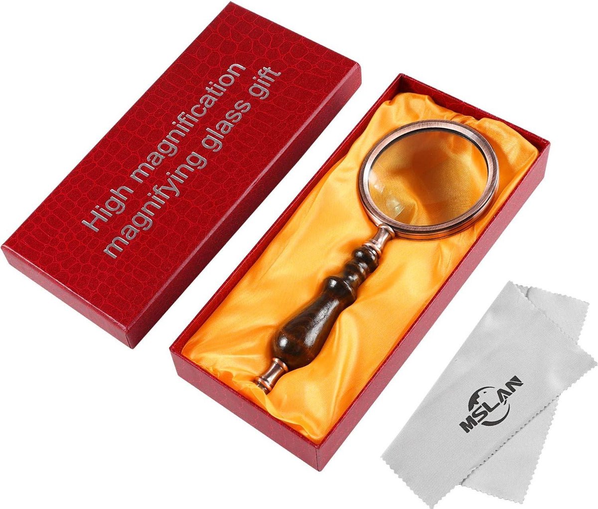Magnifying glass - 10x magnification - 8.5 × 22.5 cm - wooden handle - Vintage - best reading magnifier — image 6