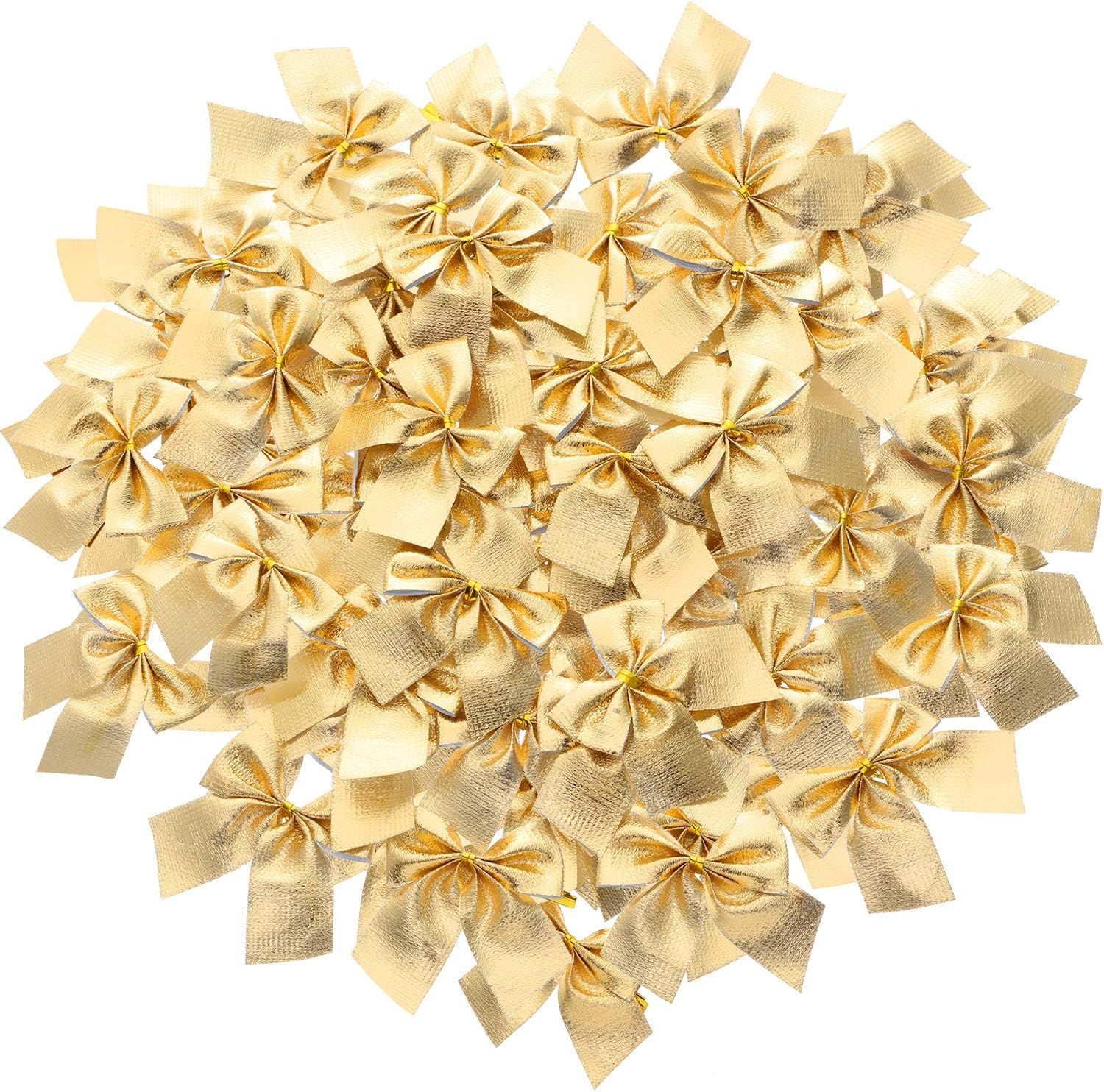 72 Pack Mini Christmas Tree Bows 6 cm Ribbon Bows Ornaments for Christmas Tree Hanging Decoration (Gold) โ image 2