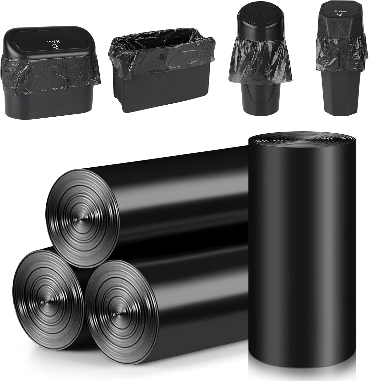 Car Trash Can with Lid + Mini Car Garbage Bags for Auto Trash Bin — image 2