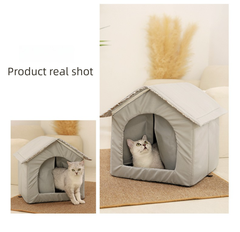 Small Size Elevated Indoor/Outdoor Pet Shelter(grey): Waterproof, Insulated for All-Season Warmth โ image 5