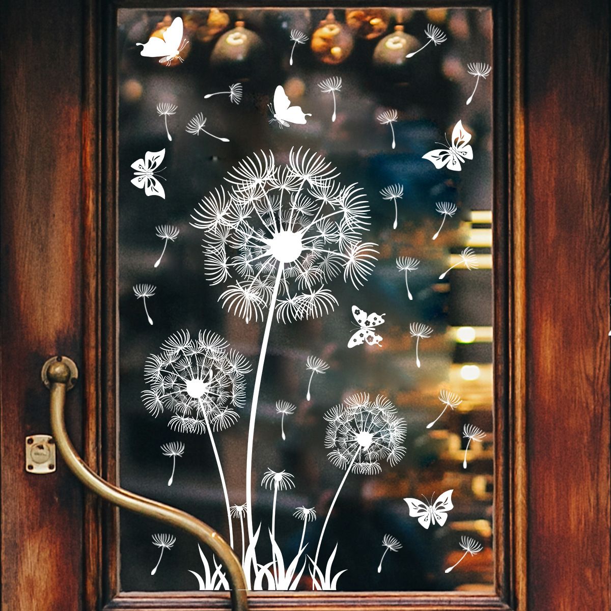 White Dandelion Window Clings Flying Flowers Butterflies Spring Window Decals Anti-Collision Glass Window Doors Window — image 5
