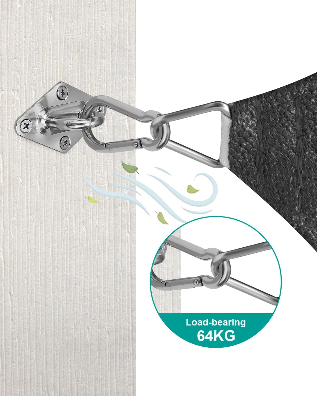 Sun Shade Sail Hardware Kit, 304 Stainless Steel Sunshades Canopy Installation Kit for Garden Rectangle & Triangle Shade Sails, Heavy Duty Shade Sail Fixing — image 4