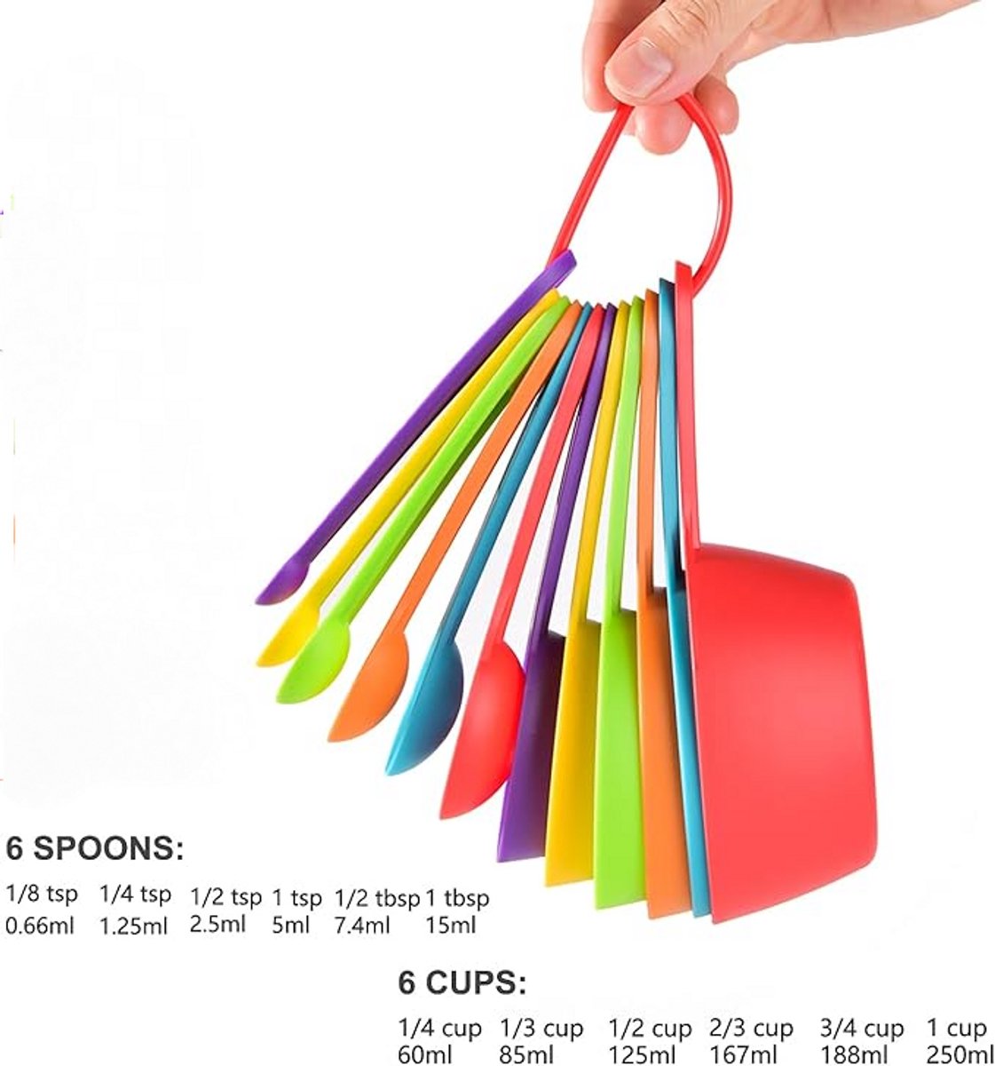 12-Piece Measuring Spoon Set - Measuring Spoons - Colorful - Measuring Cups - PP - Measuring Scoops & Cups - Kitchen Baking Utensils Coffee Spoon - Plastic โ image 3