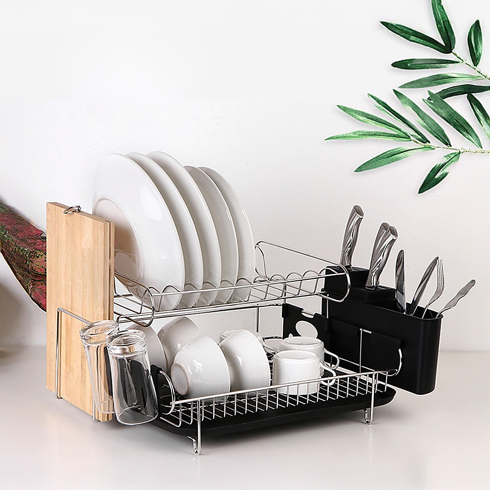 Dish Drying Rack Drainer Cup Plate Holder Cutlery Tray Kitchen Organiser โ image 4