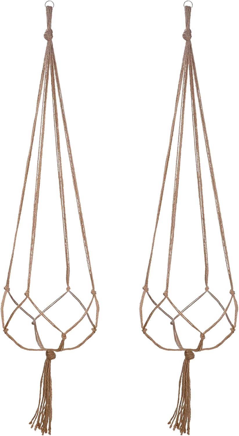 2 Pack 48 Inch Large Macrame Plant Hanger Rope to Hang Flower Pot Plant Holder for Indoor Outdoor Decorations, 4 Legs (Linen Color)
