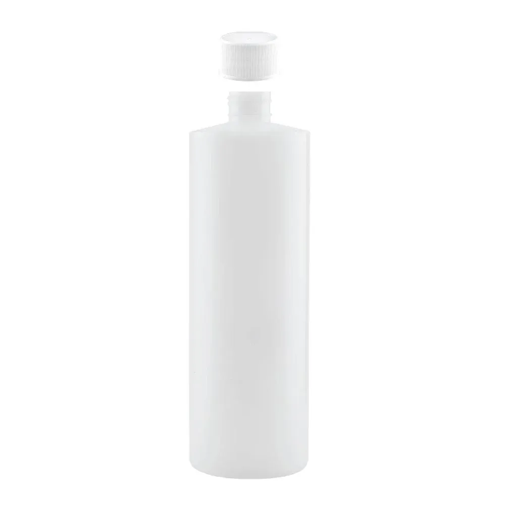 Kitchee 1x 500ml Ntural HDPE Round Bottle + 28/410 Caps - Empty Plastic Food Storage