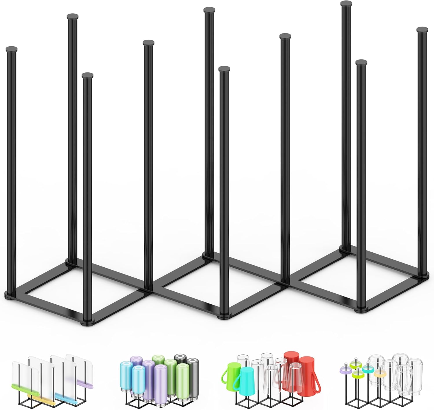 Collapsible Bottle Drying Rack, Foldable Baby Bottle Drying Rack, Portable Drainer Stand Holder for Water Bottles, Cup, Reusable Silicone Bag, Cutting Board