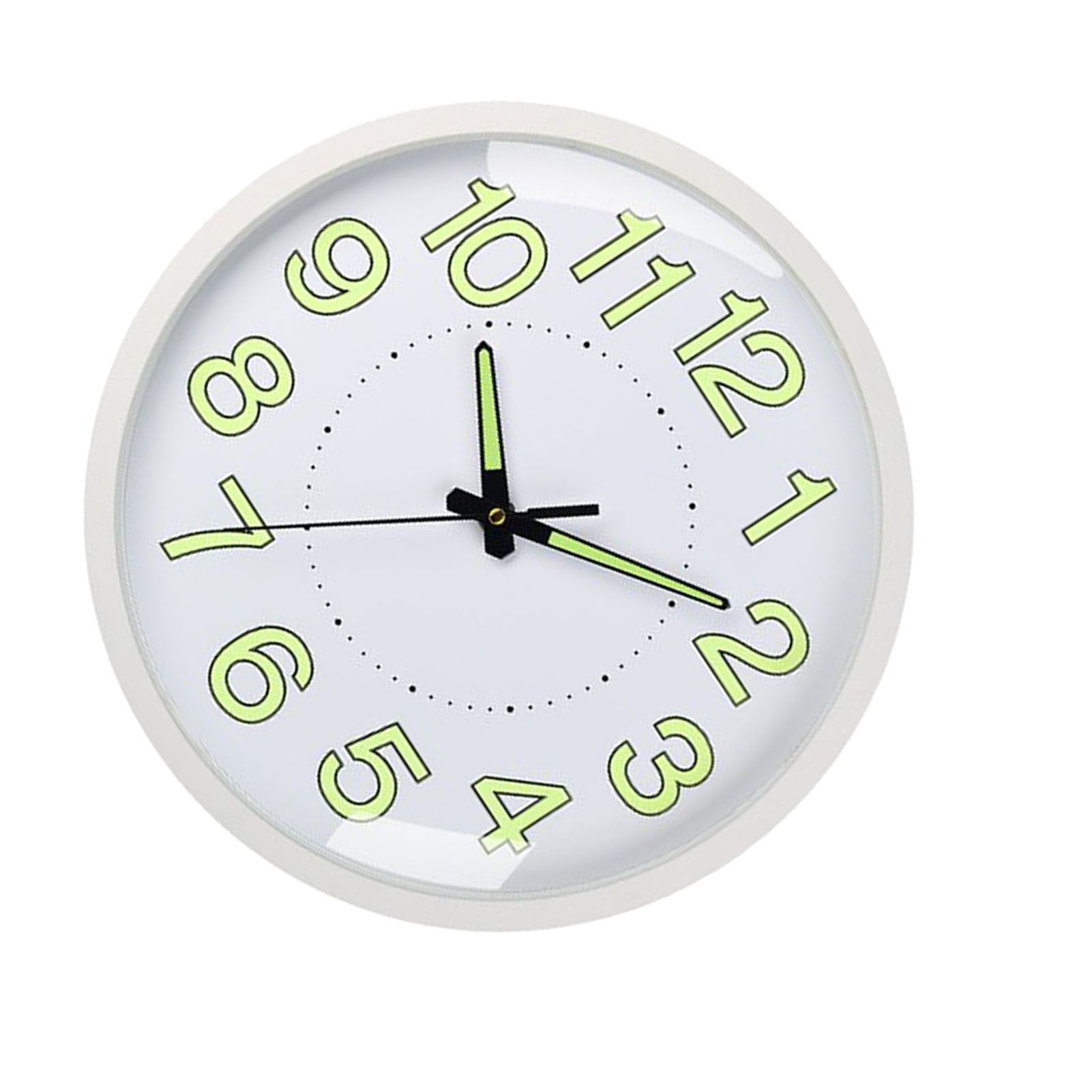Silent Quartz Clock Plastic Wall Mounted Luminous Quiet for Living Room Bedroom 12in 30cm White Frame — image 4