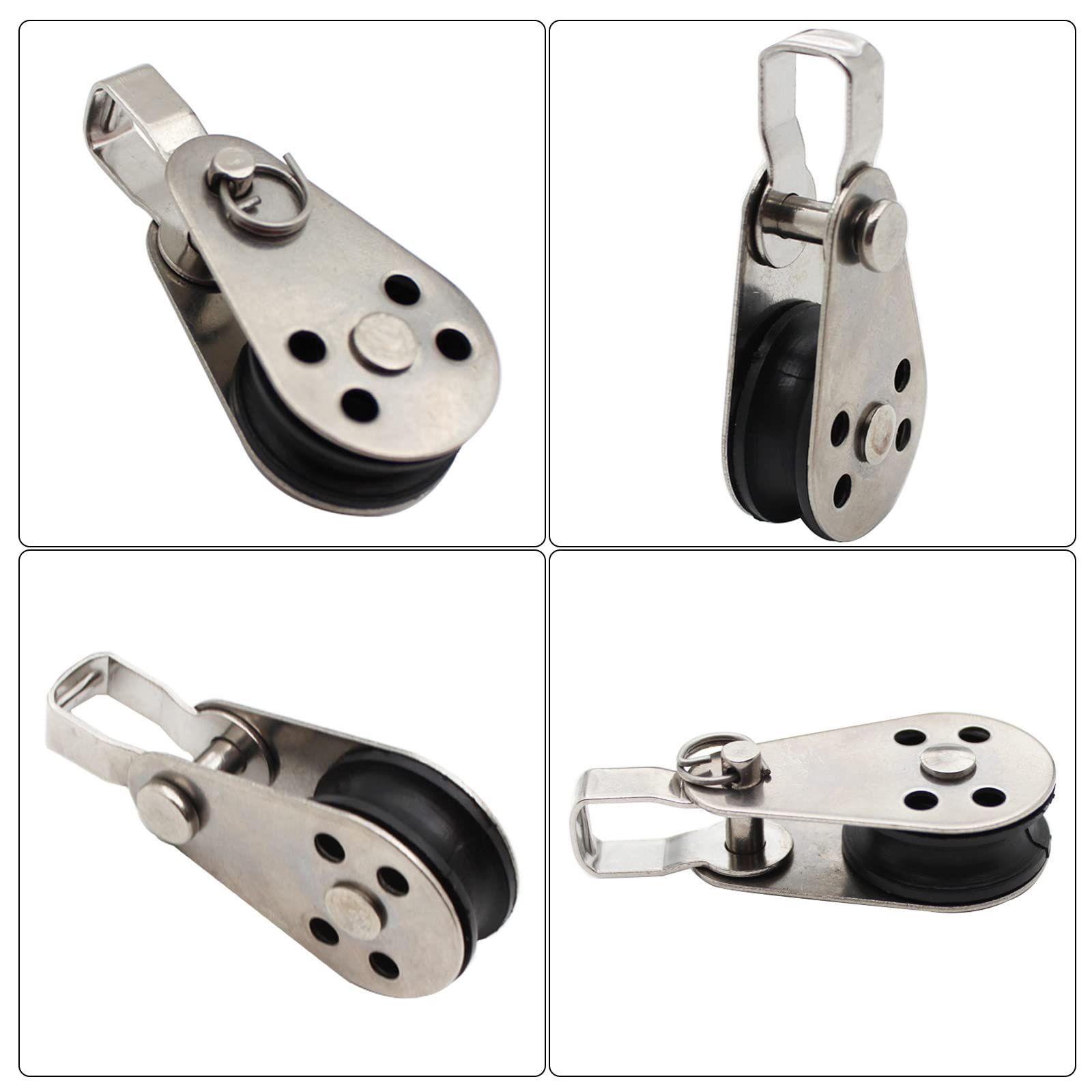 4PCS Stainless Steel Nylon Marine Pulley,Pulley Block Rope Runner Kayak Pulley Single Pulley Bearing Block Rope Runner
